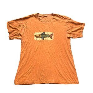 VTG Shark Shirt Adult 2XL XXL Orange Siesta Key Nautical Fish Art Artsy 90s Mens